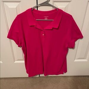 Lands' End Women's Bright Pink Polo Shirt Extra Large (Like New)